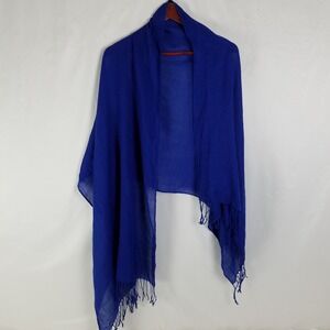 Royal Blue Sheer Lightweight Fringed Tassel Scarf‎ Wrap Shawl Womens Accessory